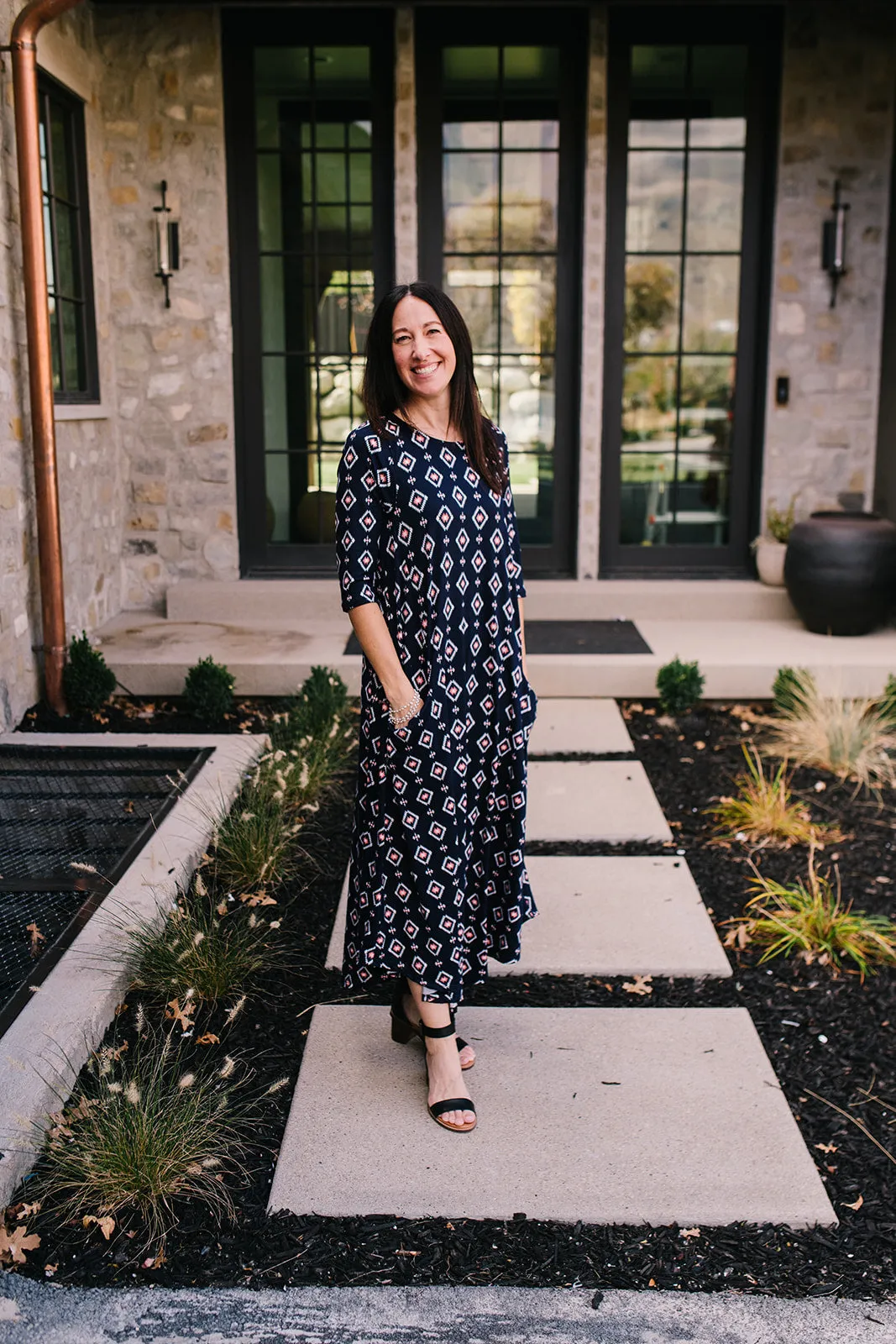 Jessi Dress Navy Aztec Diamond