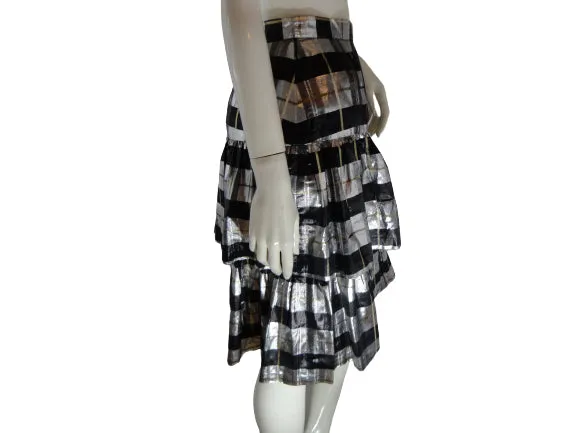 JH Collectibles Petites Skirt Metallic Silver, Black Sz 8 SKU 000013