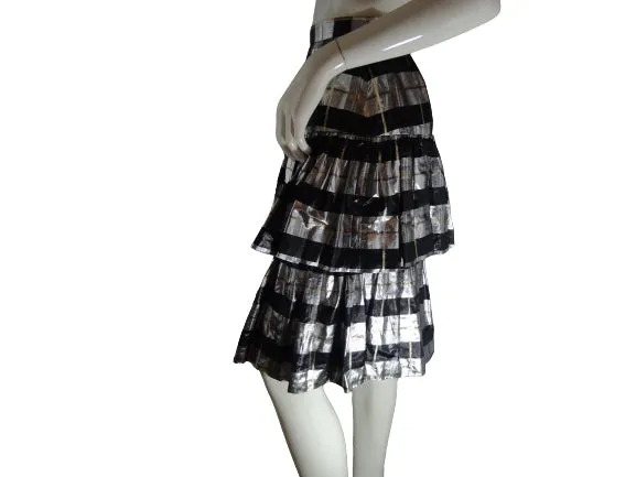JH Collectibles Petites Skirt Metallic Silver, Black Sz 8 SKU 000013