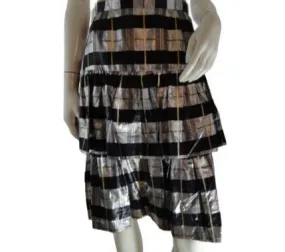 JH Collectibles Petites Skirt Metallic Silver, Black Sz 8 SKU 000013