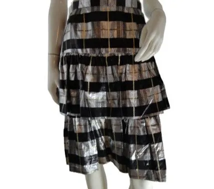 JH Collectibles Petites Skirt Metallic Silver, Black Sz 8 SKU 000013