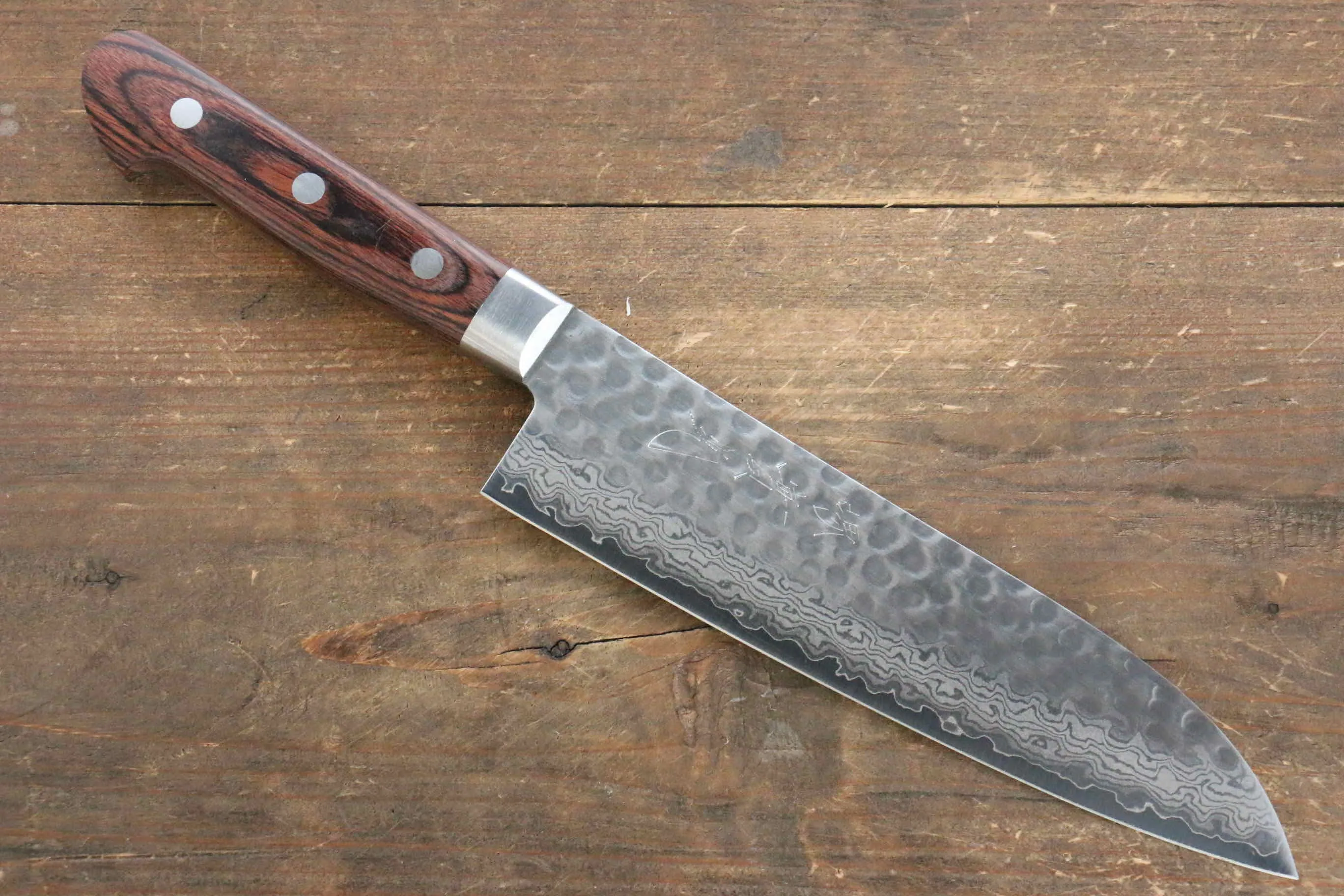 Jikko VG10 17 Layer Santoku  180mm Mahogany Handle