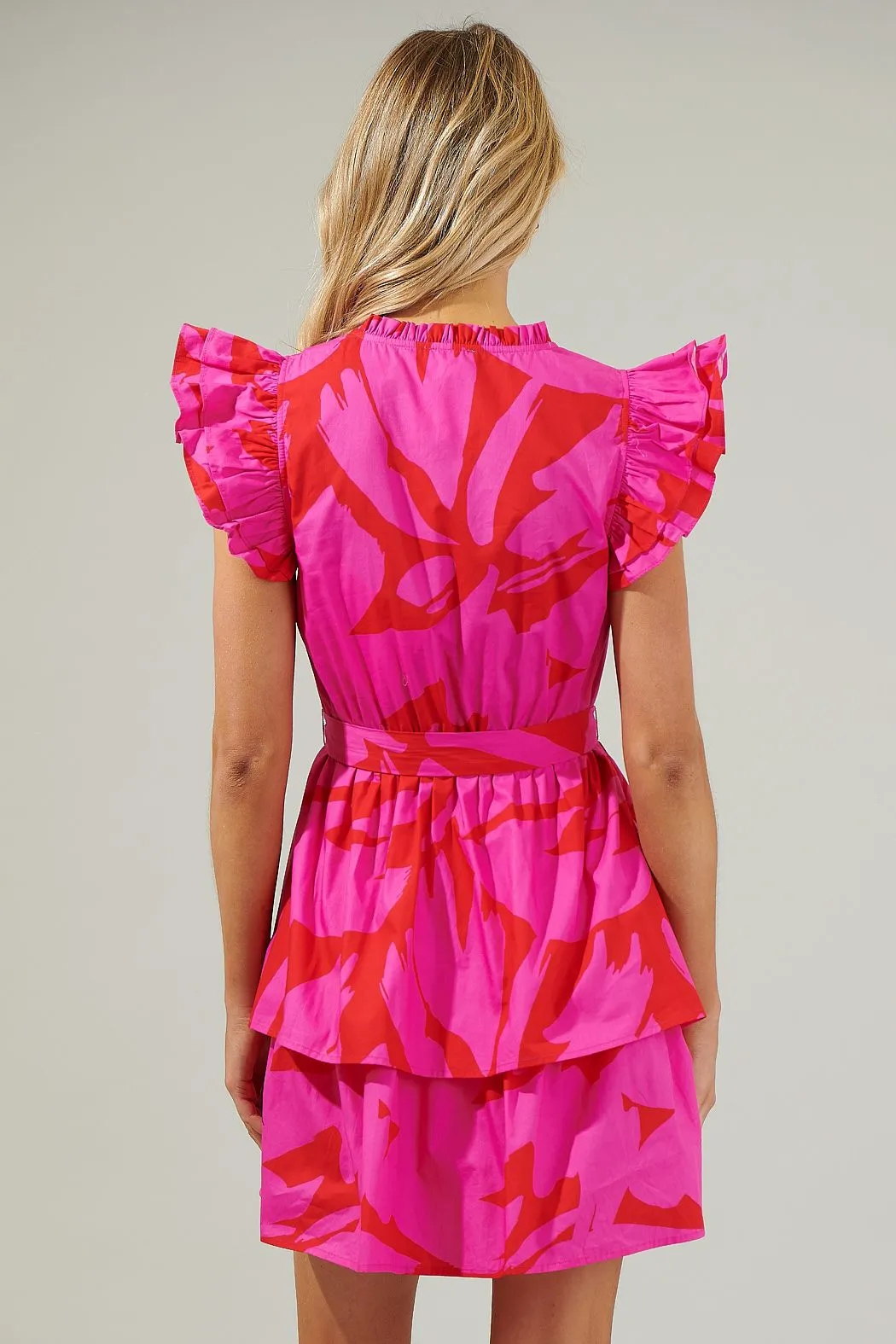Jolene Abstract Marisol Tiered Mini Dress