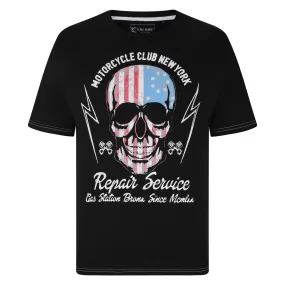 KAM USA Skull Print Short Sleeve T-Shirt for Mens KBS5733 in Black, 2XL-8XL