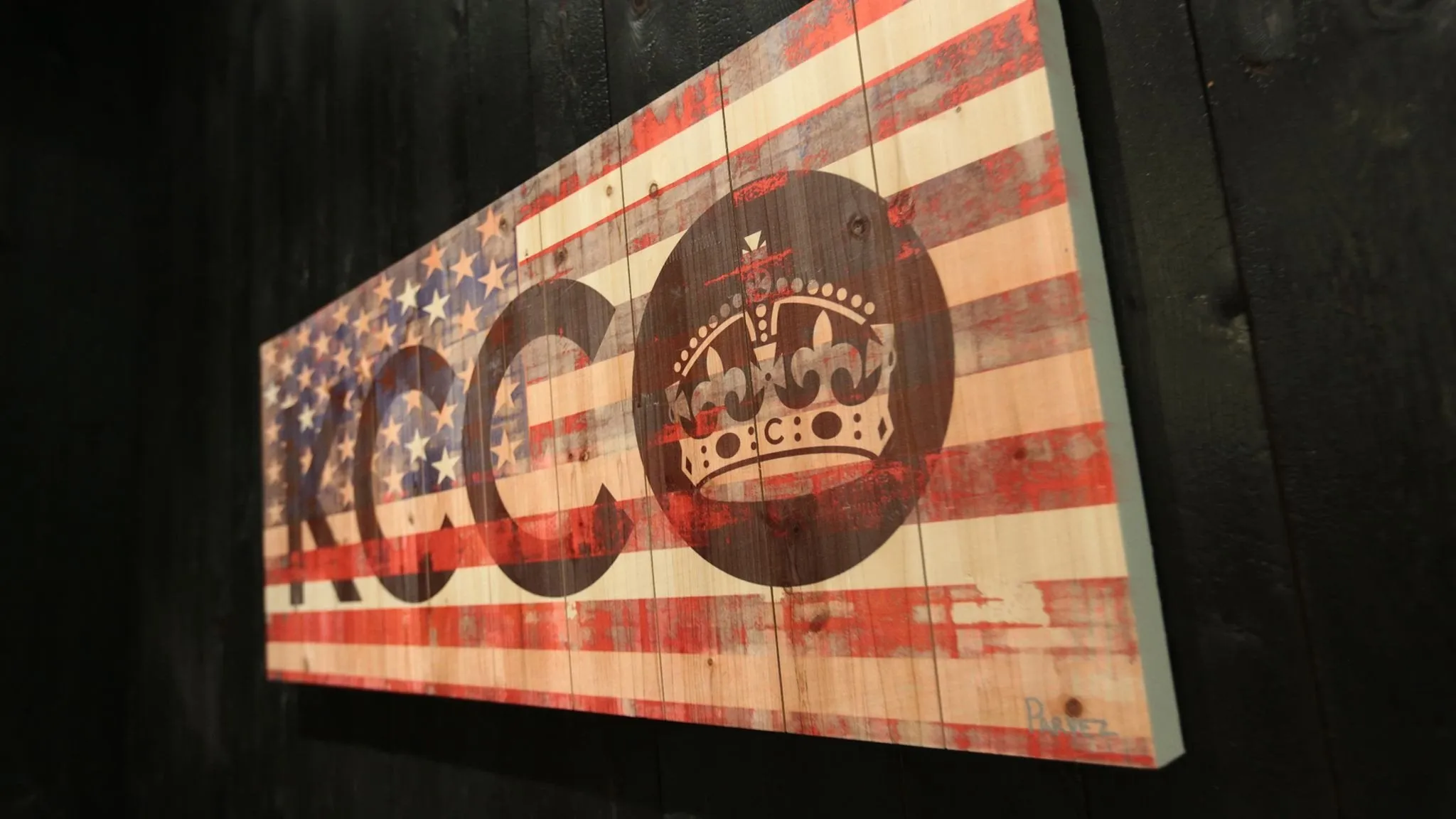 KCCO American Flag Wood Art