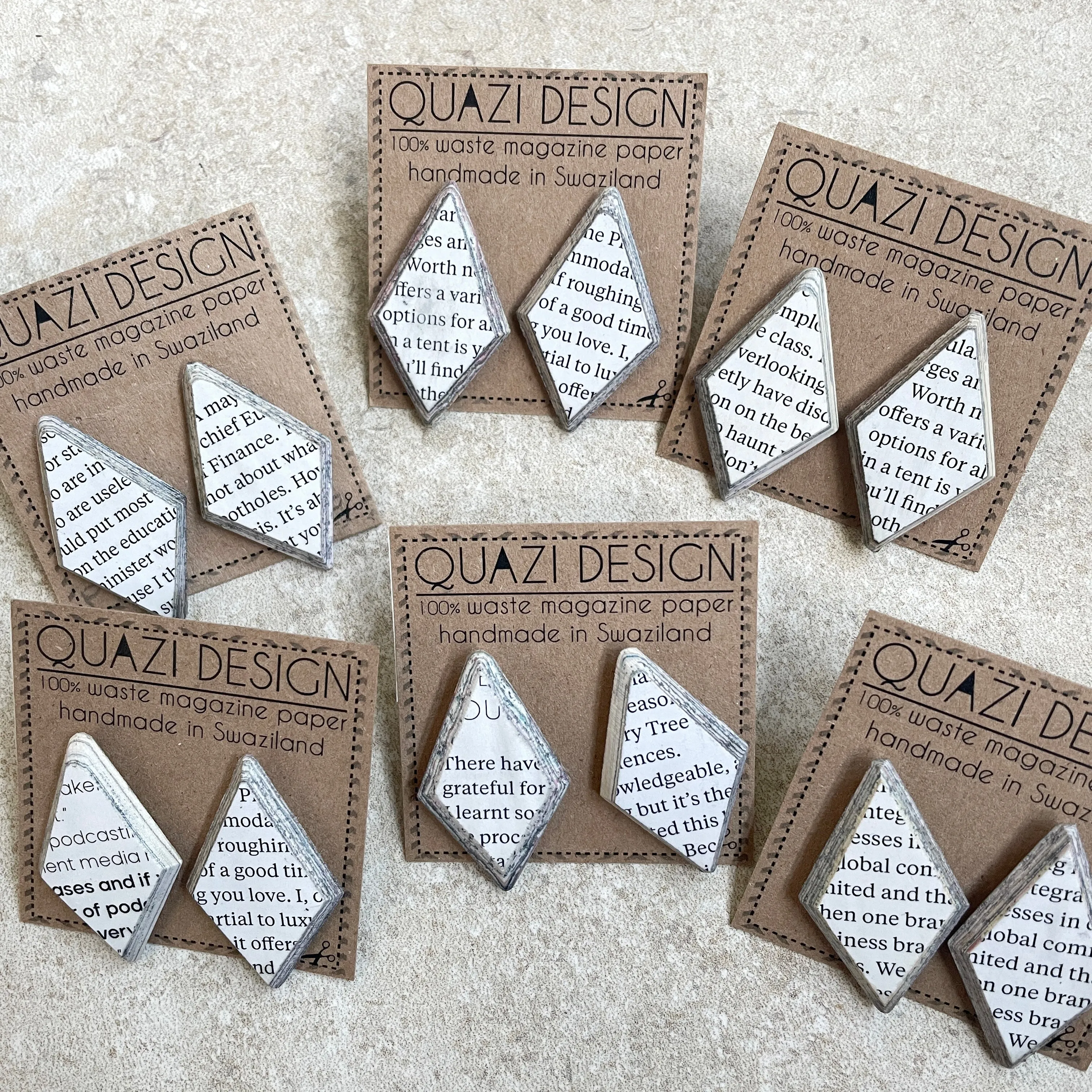 KHULU Eco Recycled Paper Diamond Stud Earrings