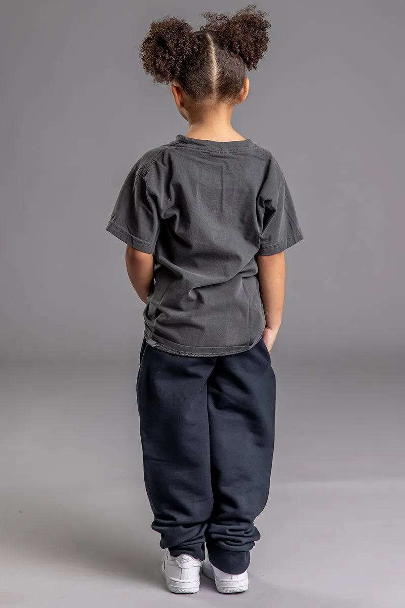 KIDS BLK N ORANGE OVERLAY BURBS JOGGER