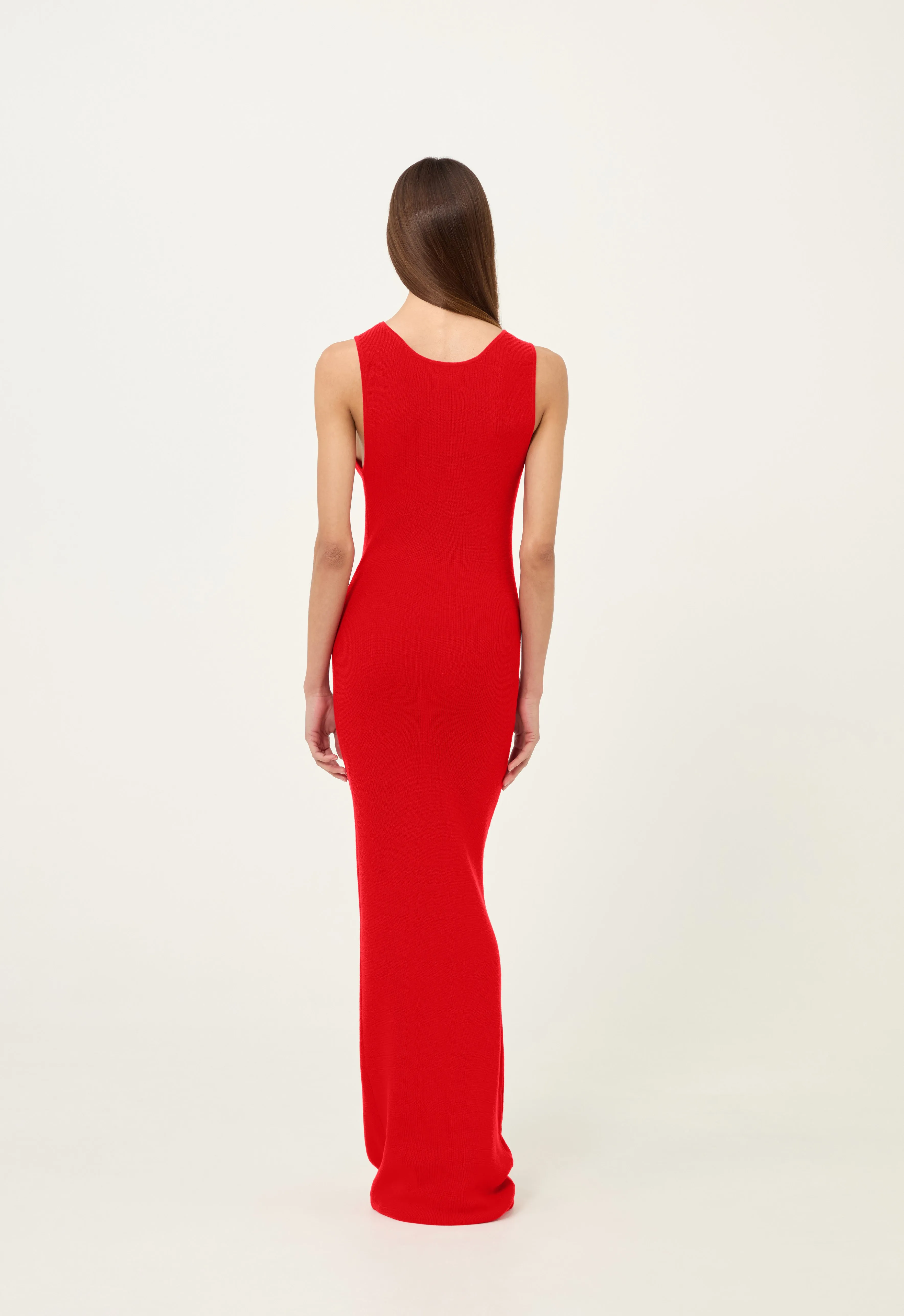 Knit Tank Maxi Dress in Red