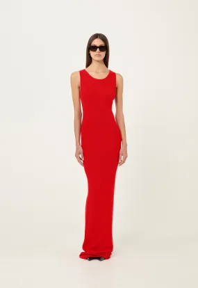 Knit Tank Maxi Dress in Red