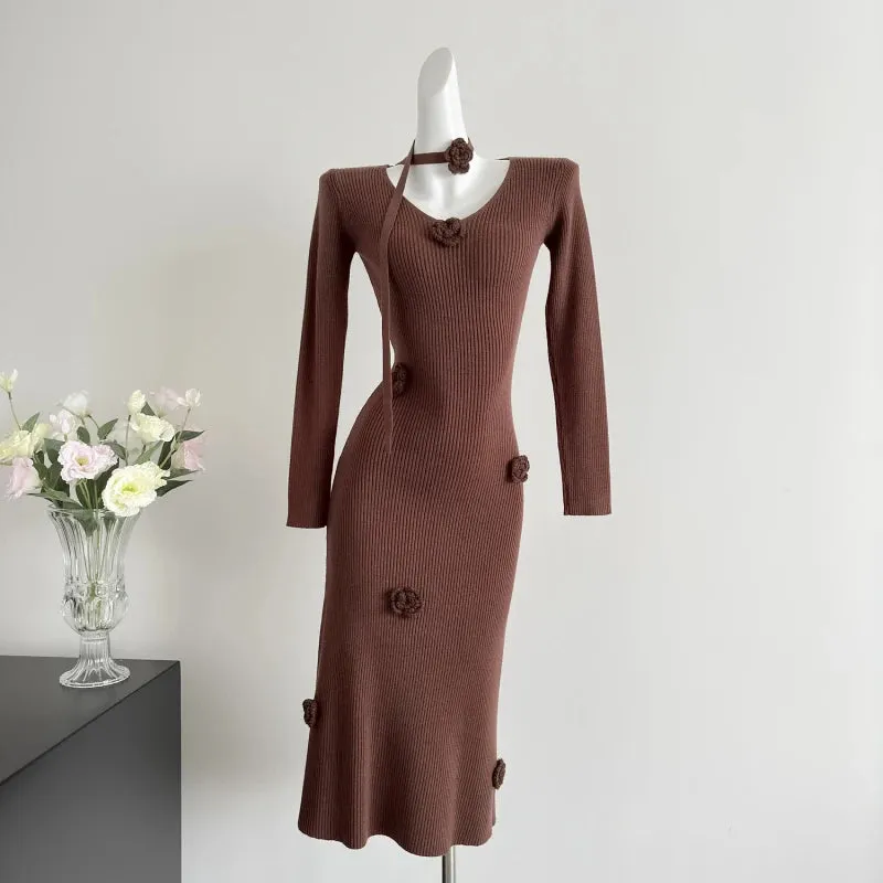 Knitted 3D Flower Dress - Kalie