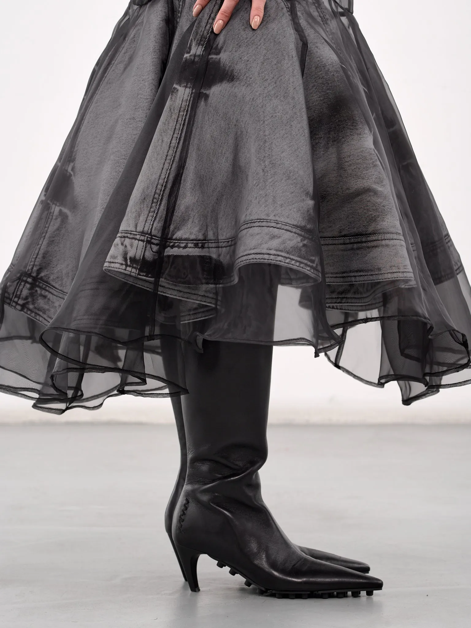 Layered Peplum Midi Skirt
