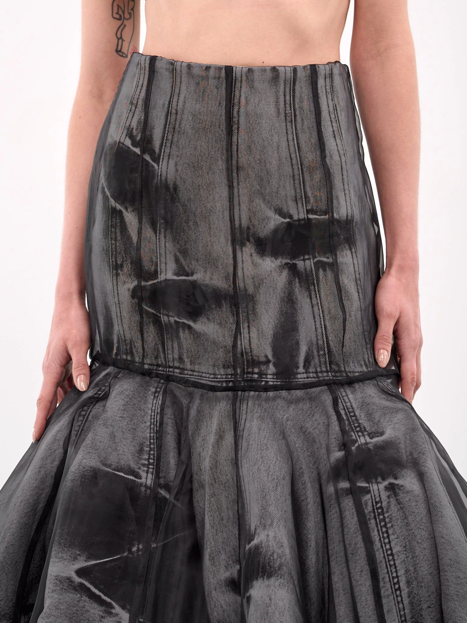 Layered Peplum Midi Skirt