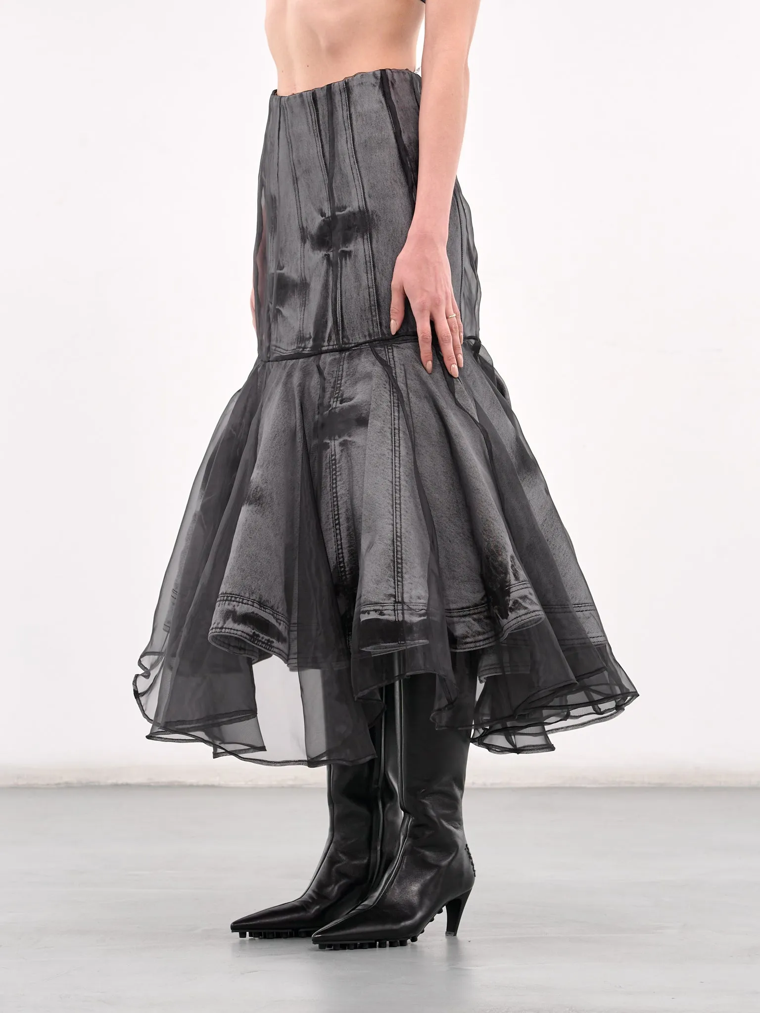 Layered Peplum Midi Skirt