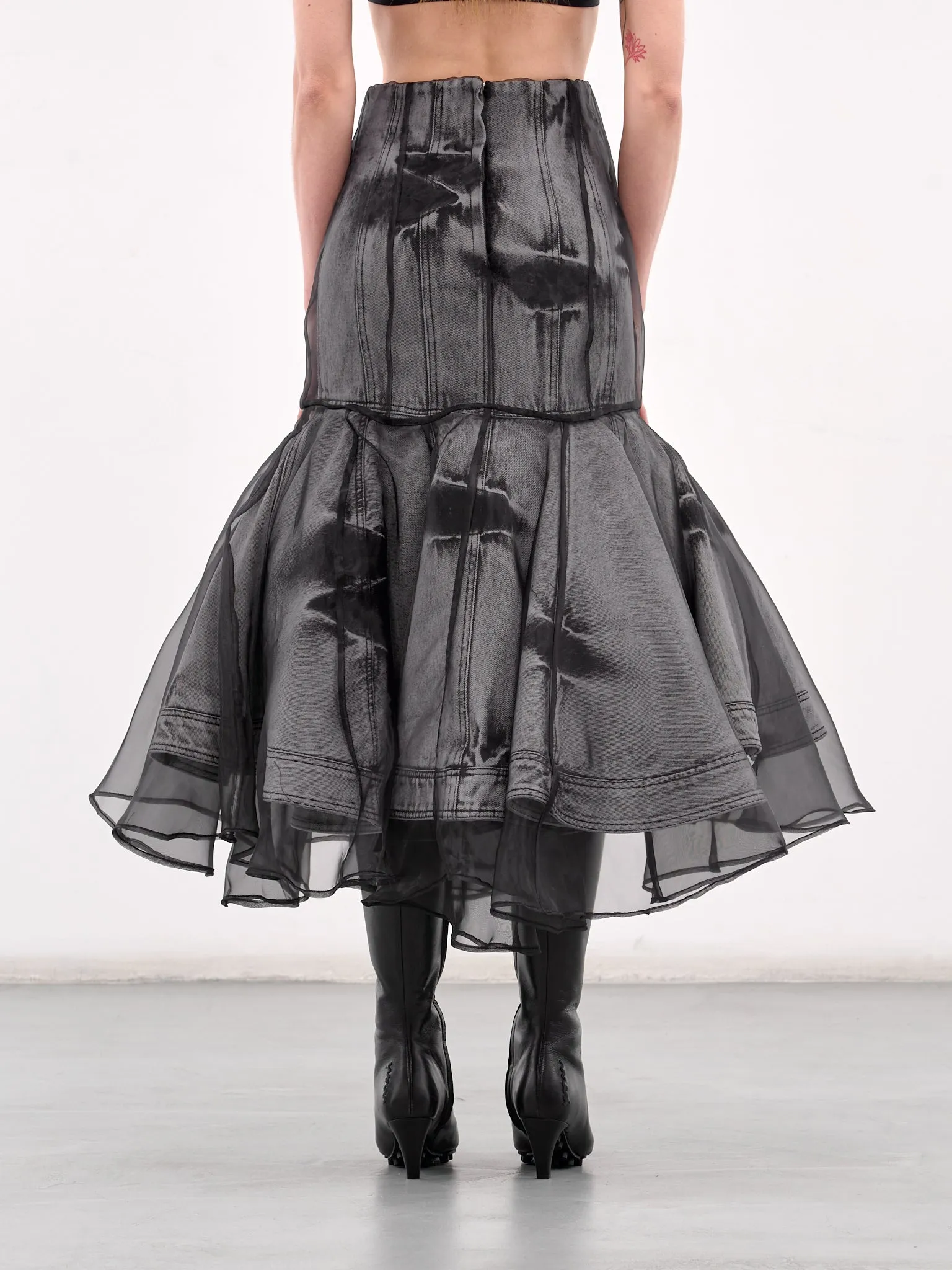 Layered Peplum Midi Skirt