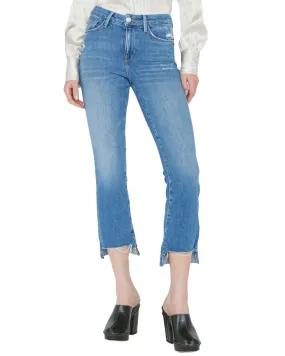 Le Crop Raw Stagger Chew Mini Bootcut Jean in Drizzle