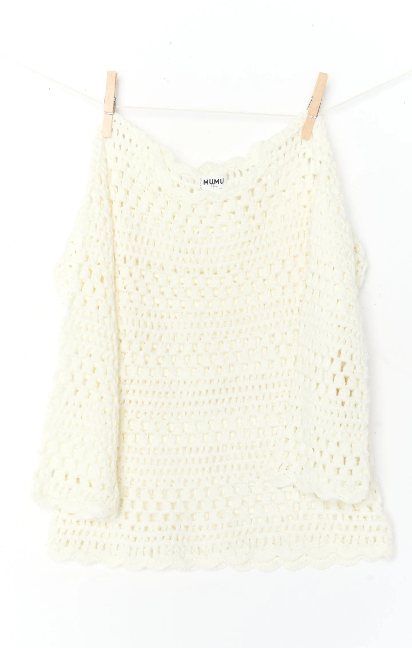 Lil Paula Pullover ~ White Crochet