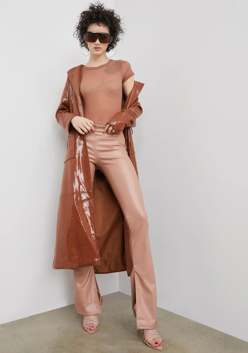 Love See Me Trending Vegan Leather Slit Pants