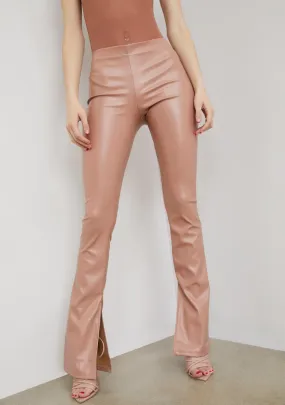 Love See Me Trending Vegan Leather Slit Pants