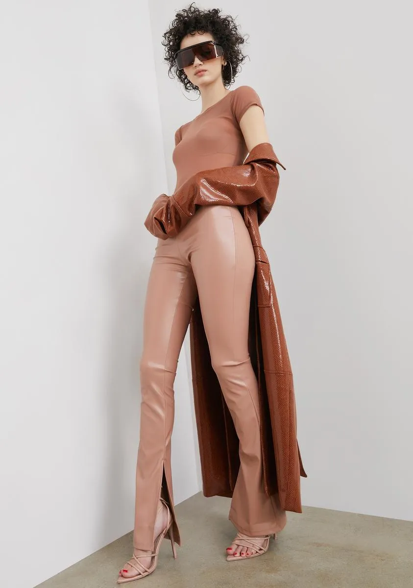 Love See Me Trending Vegan Leather Slit Pants