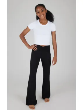 Lux Waist Band Ruching Flared Pant - Black