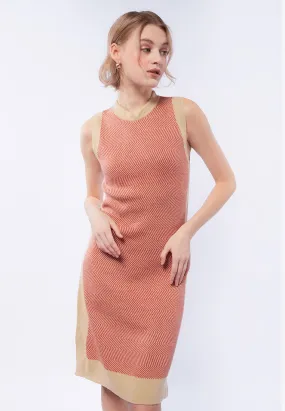 Mandarin Collar Sleeveless Knit Dress