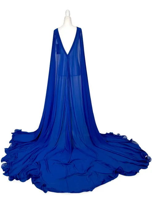 Marc Defang 2012 Long Adult 4 Panel Chiffon Cape Pageant Detachable Formal Wear Accessory