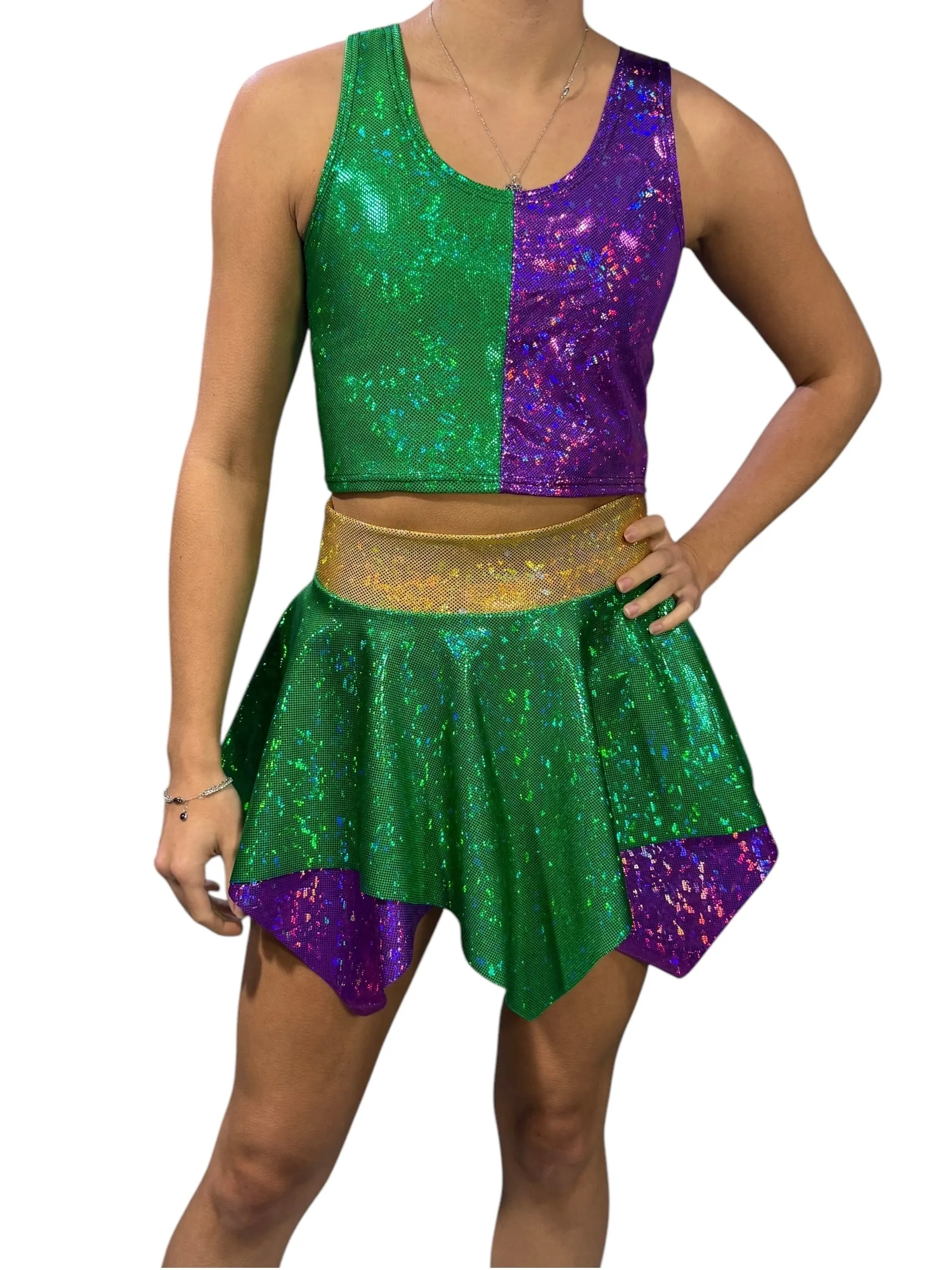 Mardi Gras Pixie Skirt or Fairy Skirt for Parade or Festival | Carnival Rave Skirt
