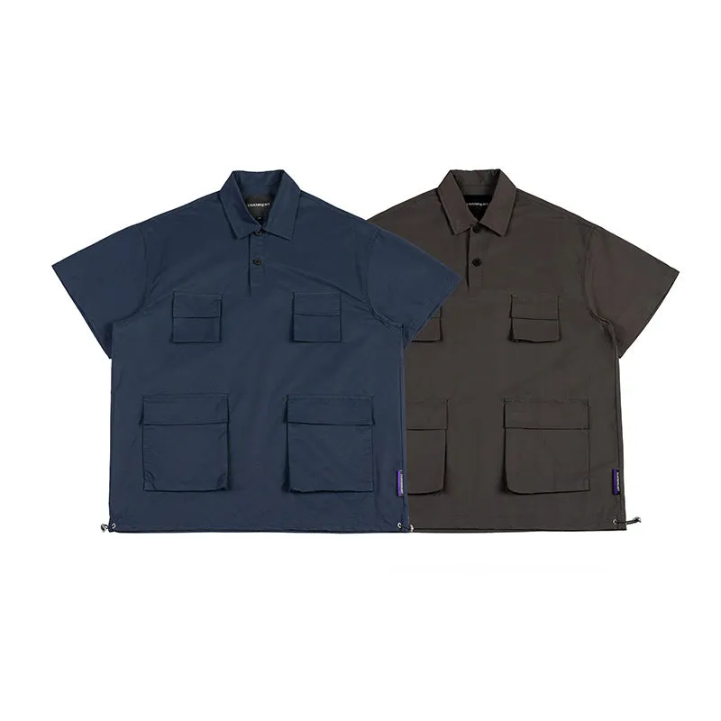 Men T-Shirt Summer Men's Lapel Shirt Retro Short Sleeve