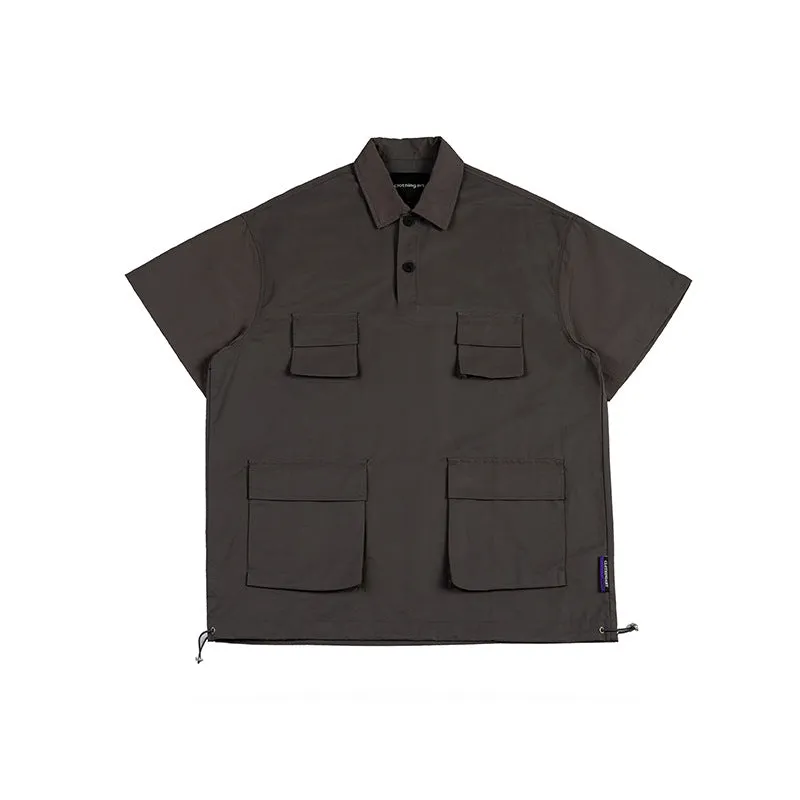 Men T-Shirt Summer Men's Lapel Shirt Retro Short Sleeve