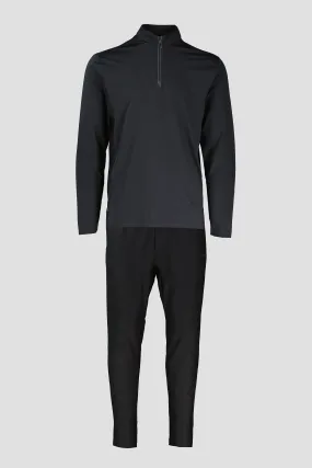 Men's BOSS Black Piraq 1/4 Zip Polo Shirt Black Hicon Joggers Tracksuit Twin Set