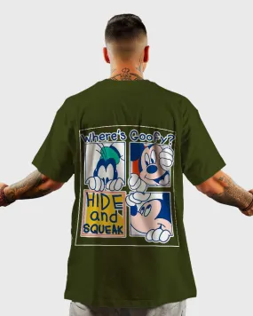Mens Oversized Tshirt Cartoon Mickeymouse Goofy And Mickey