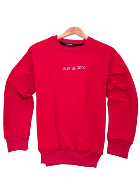 Men's Red Sweatshirt Crewneck lightweight Long Sleeves Fleece