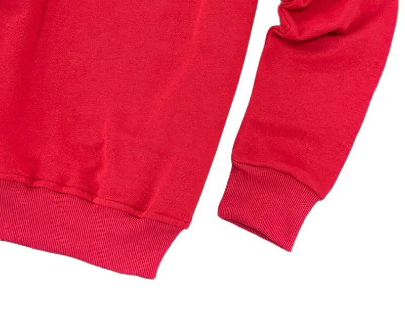 Men's Red Sweatshirt Crewneck lightweight Long Sleeves Fleece
