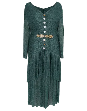 Metallic Jersey Portrait Midi Dress