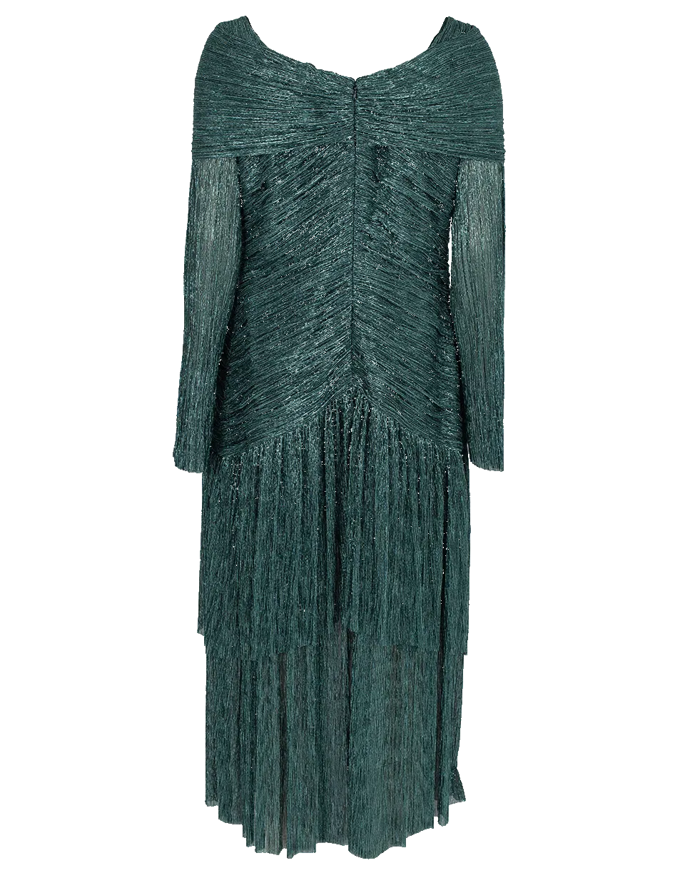Metallic Jersey Portrait Midi Dress