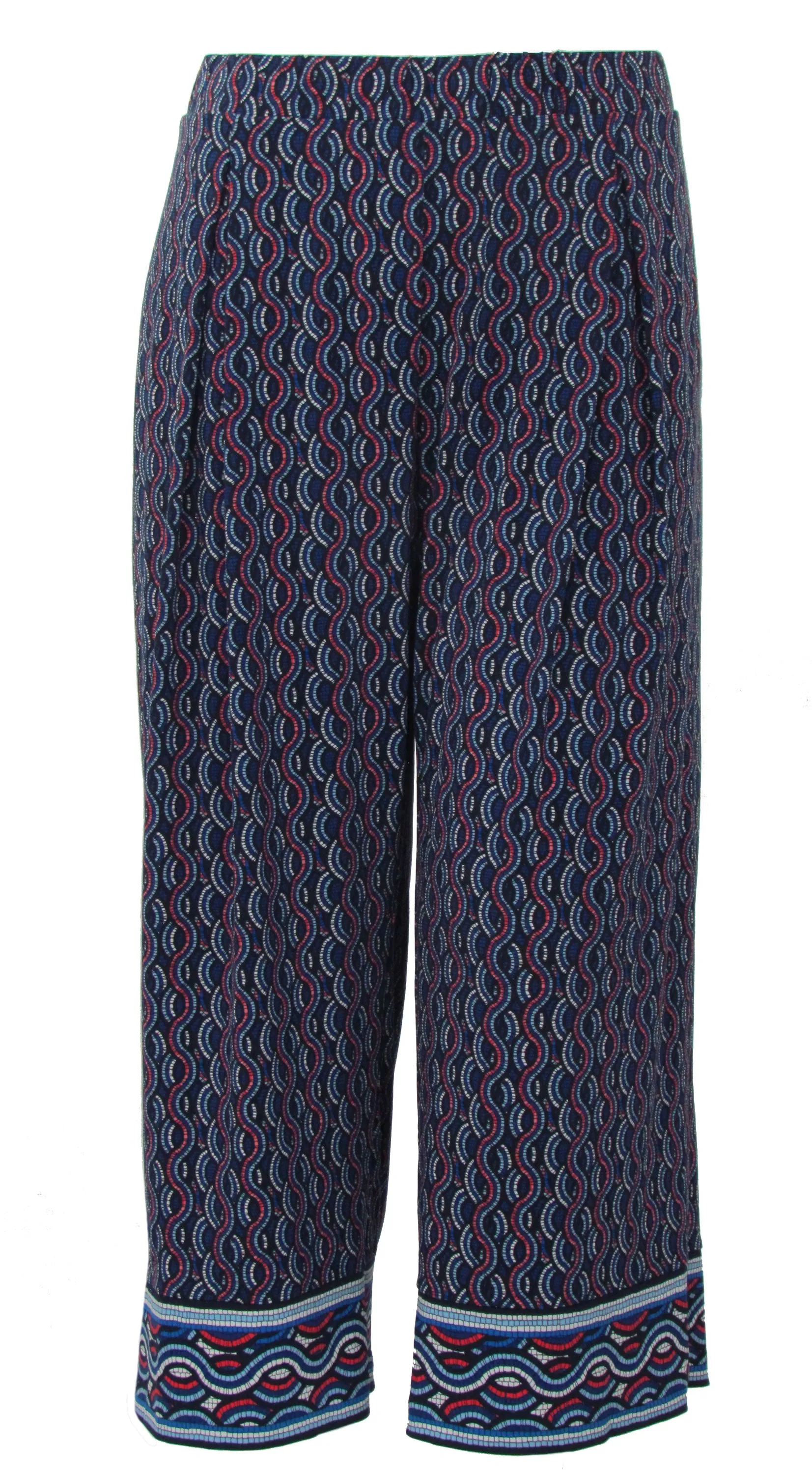 Michael Kors Women's Printed Casual Capri Pants Navy Blue Size XL