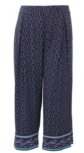 Michael Kors Women's Printed Casual Capri Pants Navy Blue Size XL