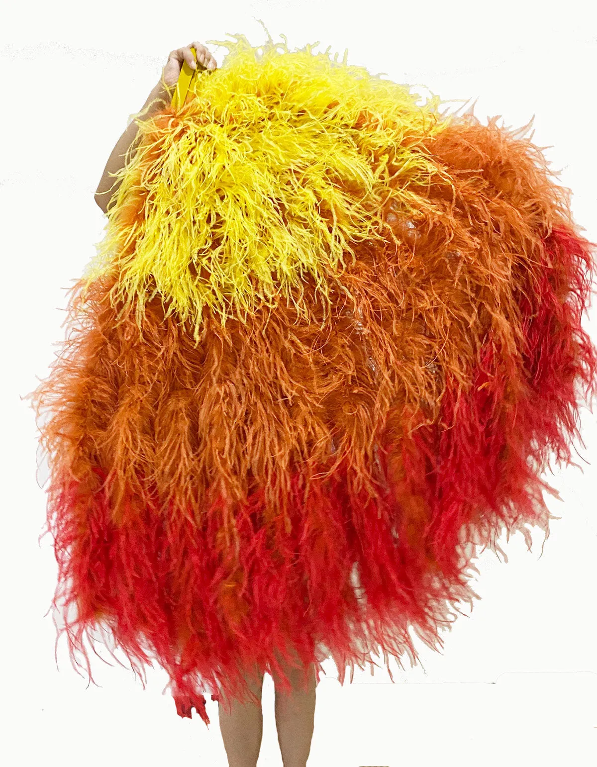 Mix 3 Colors Ombre Dyed Waterfall fan 2 ply boa Fan 12 staves