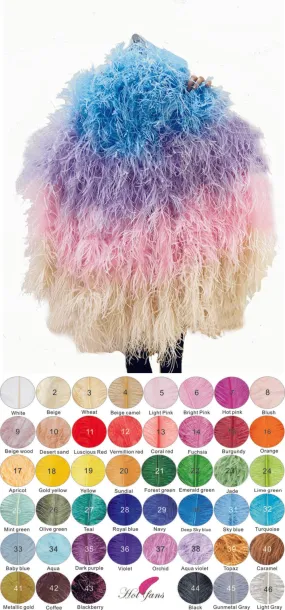 Mix 4 Colors Ombre Dyed Waterfall fan 2 ply boa Fan 10 staves
