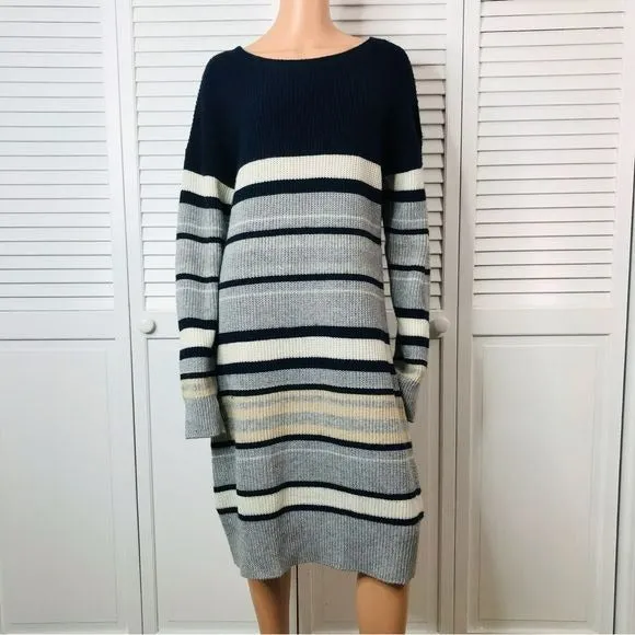 *NEW* CAARA Striped Long Sleeve Soft Wool Sweater Dress Size XL