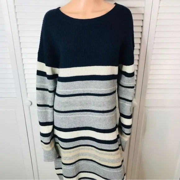 *NEW* CAARA Striped Long Sleeve Soft Wool Sweater Dress Size XL