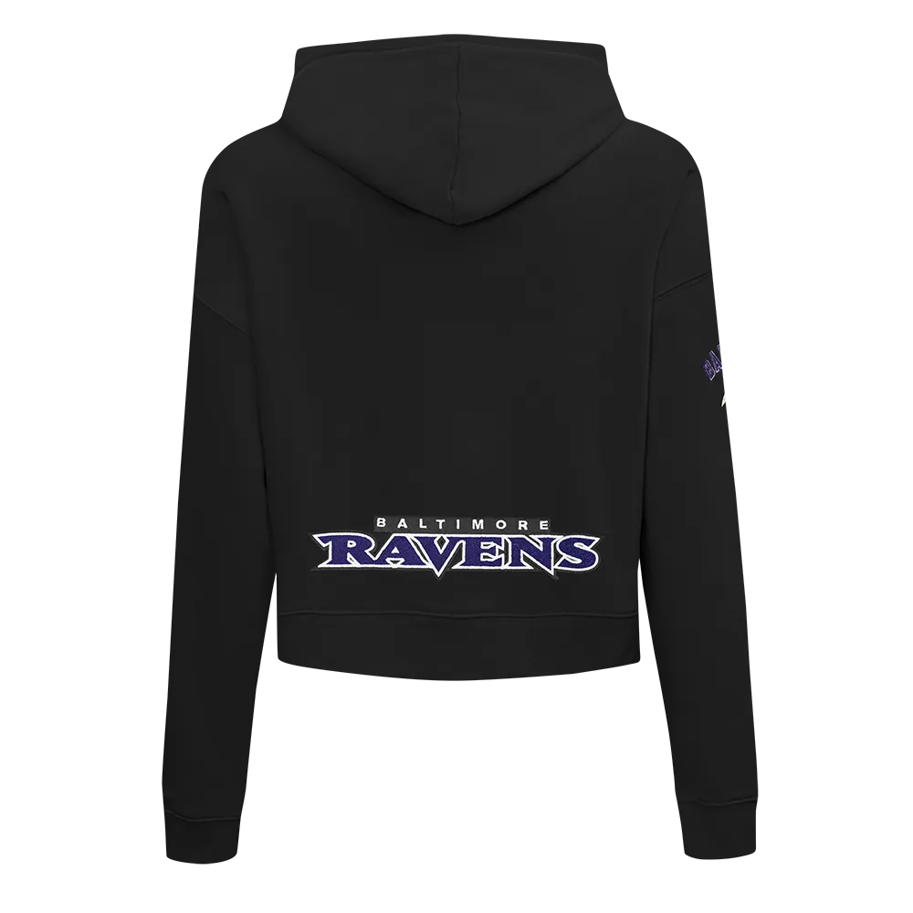 NFL BALTIMORE RAVENS CLASSIC WOMEN'S CROPPED PO HOODIE (BLACK)