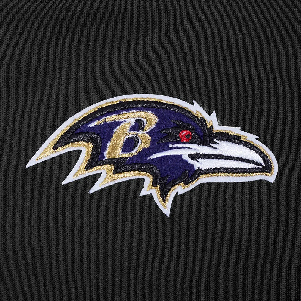 NFL BALTIMORE RAVENS CLASSIC WOMEN'S CROPPED PO HOODIE (BLACK)