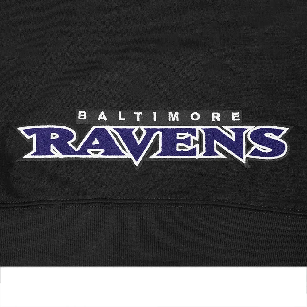 NFL BALTIMORE RAVENS CLASSIC WOMEN'S CROPPED PO HOODIE (BLACK)