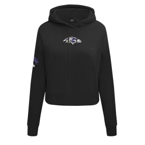 NFL BALTIMORE RAVENS CLASSIC WOMEN'S CROPPED PO HOODIE (BLACK)