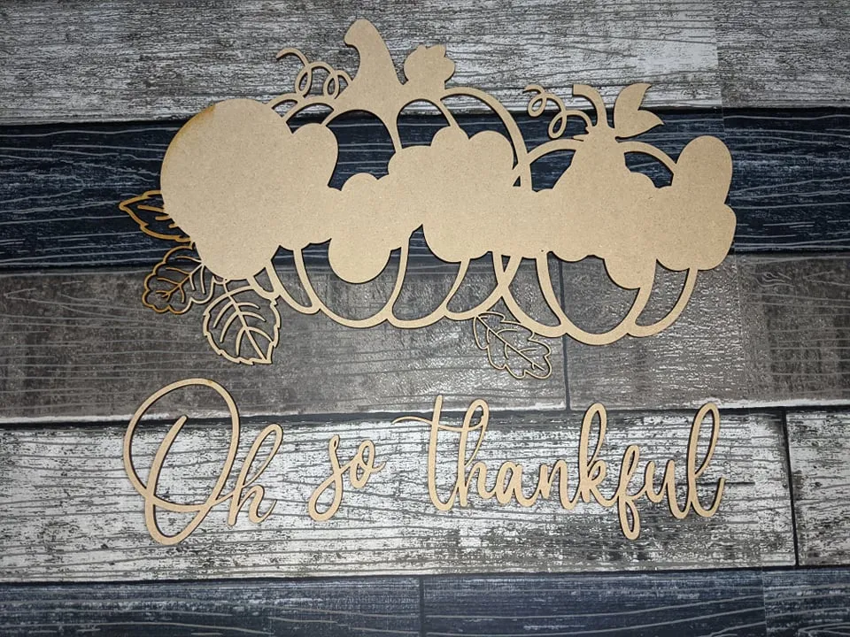 Oh So Thankful Fall Pumpkin Porch Sign SVG Door Hanger Laser Ready File