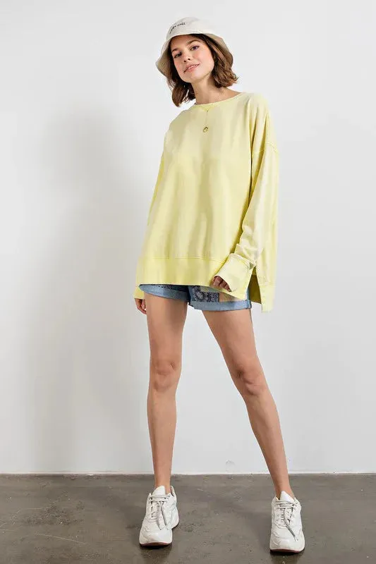 Oil Washed Neon Yellow Pullover