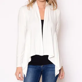Open Draped Cardigan in Ivory