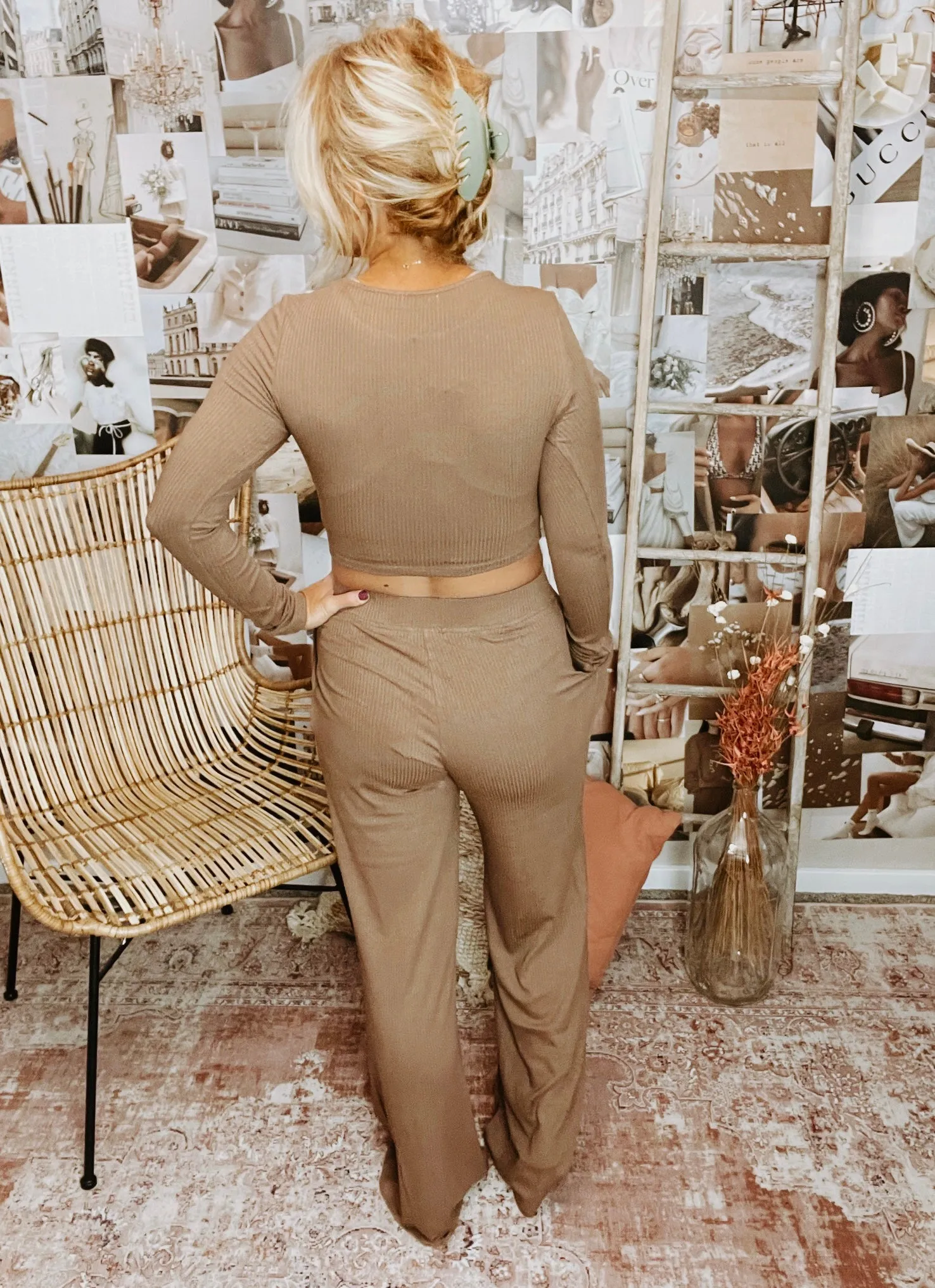 Petra Ribbed Lounge Flared Bottom
