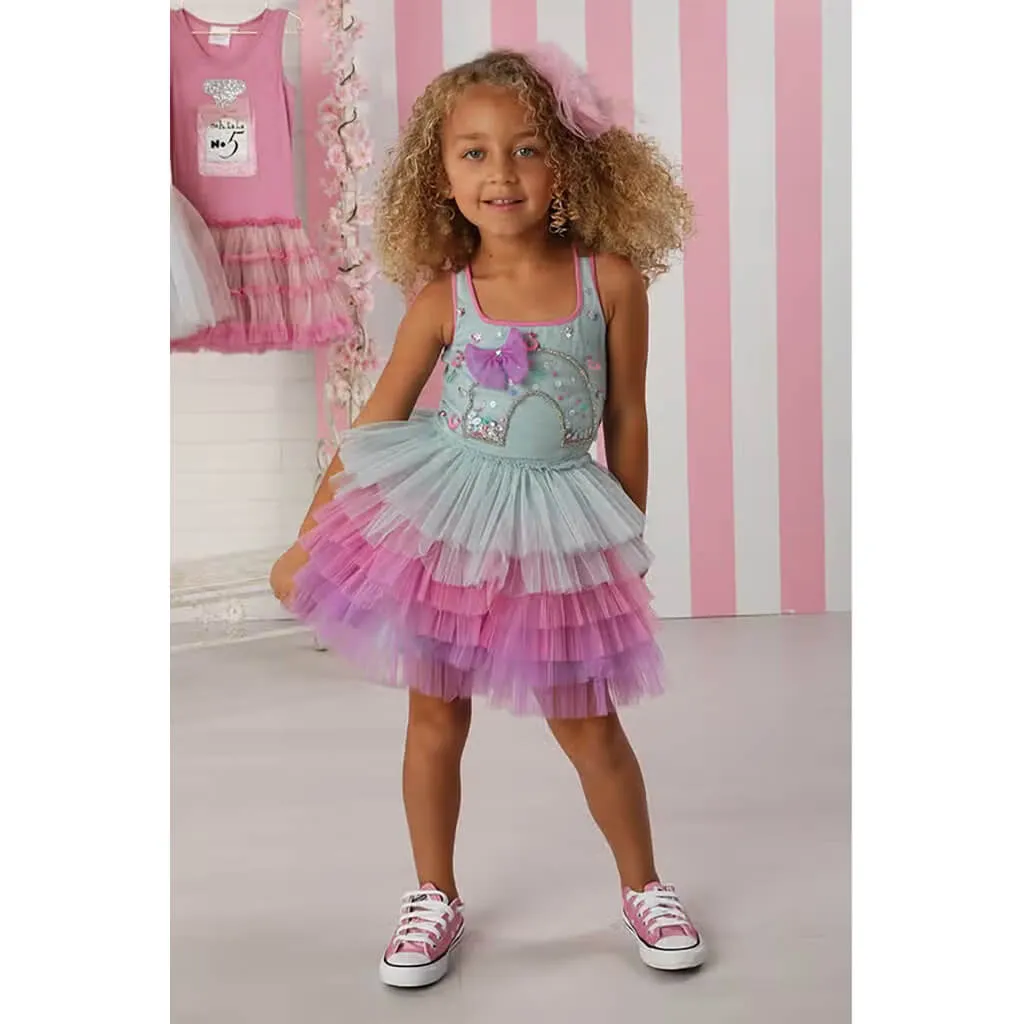 Rainbow Tutu Dress Sky/Violet